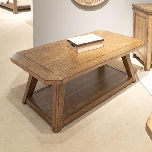Transitional Rectangular Cocktail Table with Discrete Casters