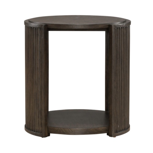 Contemporary Round End Table with Lower Shelf