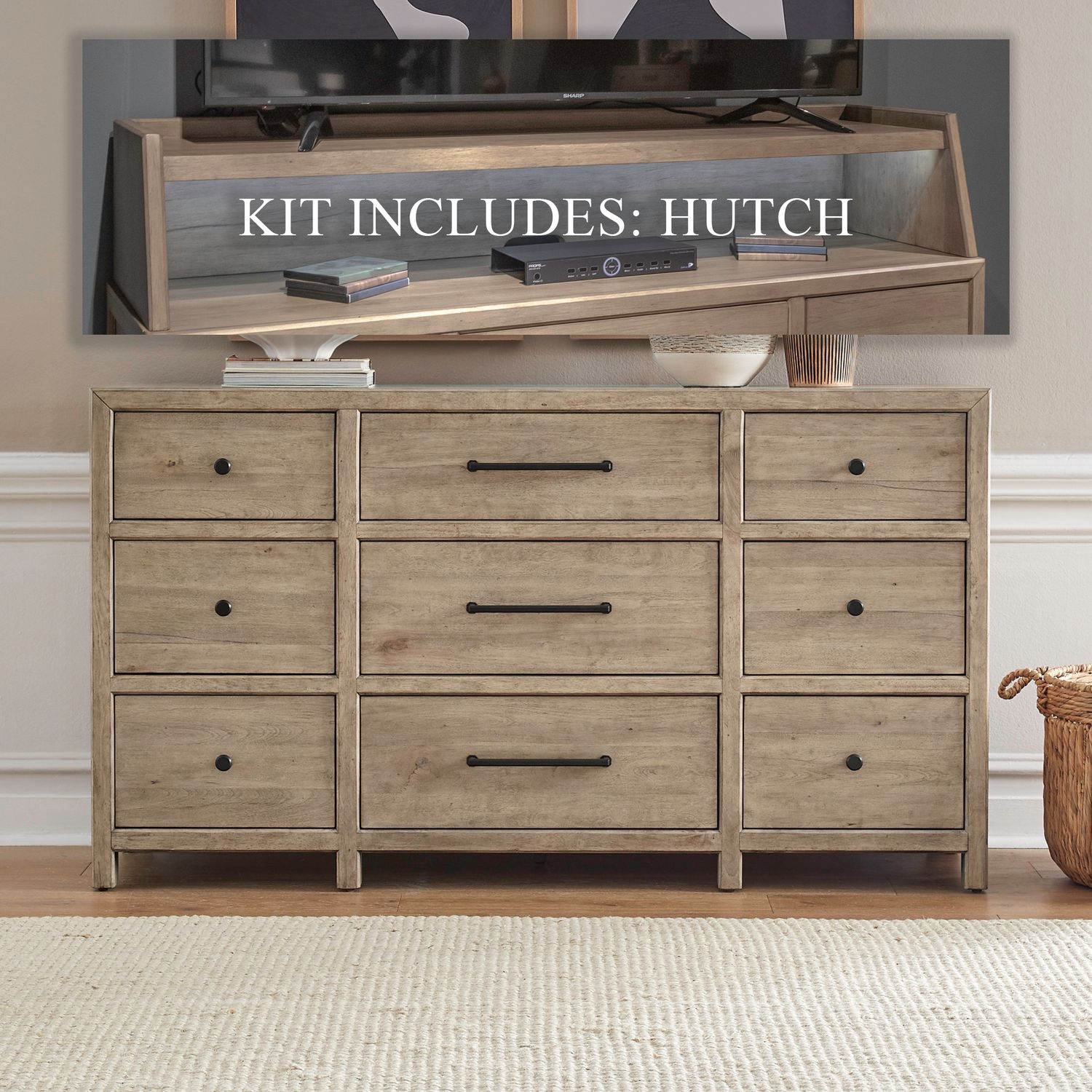 Liberty Furniture Proximity Place 9-Drawer Dresser and Hutch