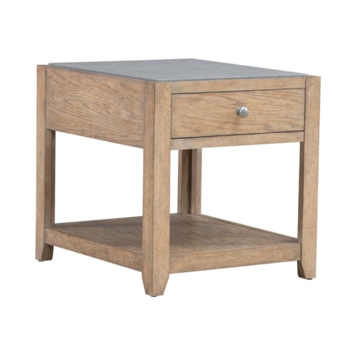 Transitional End Table with Drawer and Lower Shelf