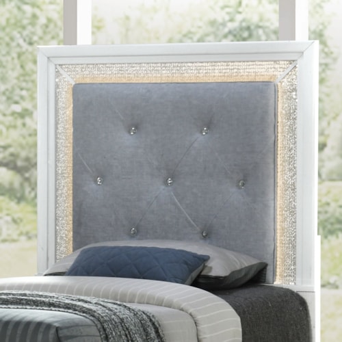 Twin Upholstered Panel Headboard with Lights