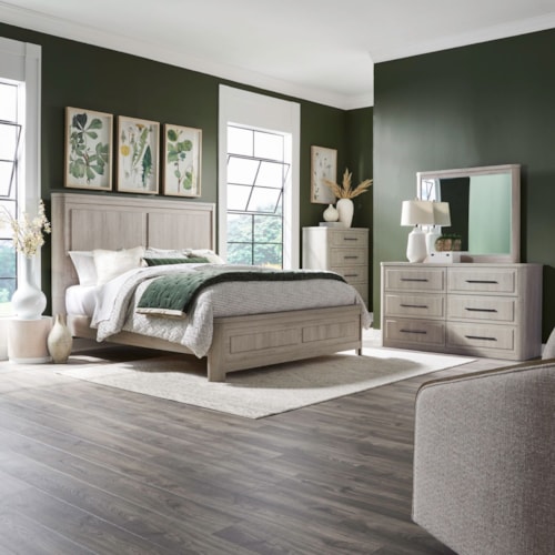 Transitional 4-Piece Queen Panel Bedroom Set