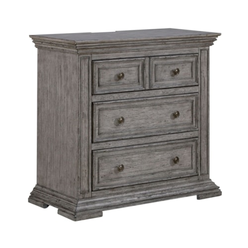 Relaxed Vintage 3-Drawer Nightstand with Charging Port