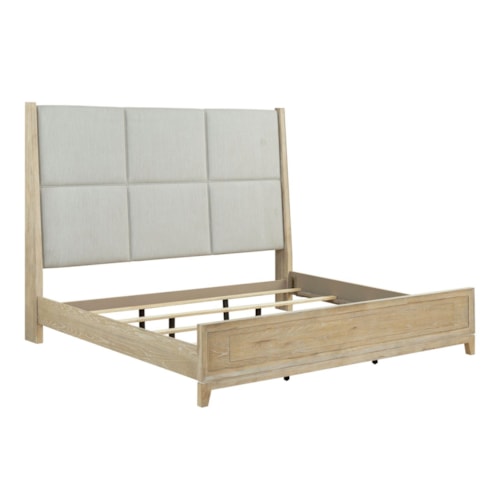 Contemporary King Upholstered Panel Bed with Picture Frame Molding