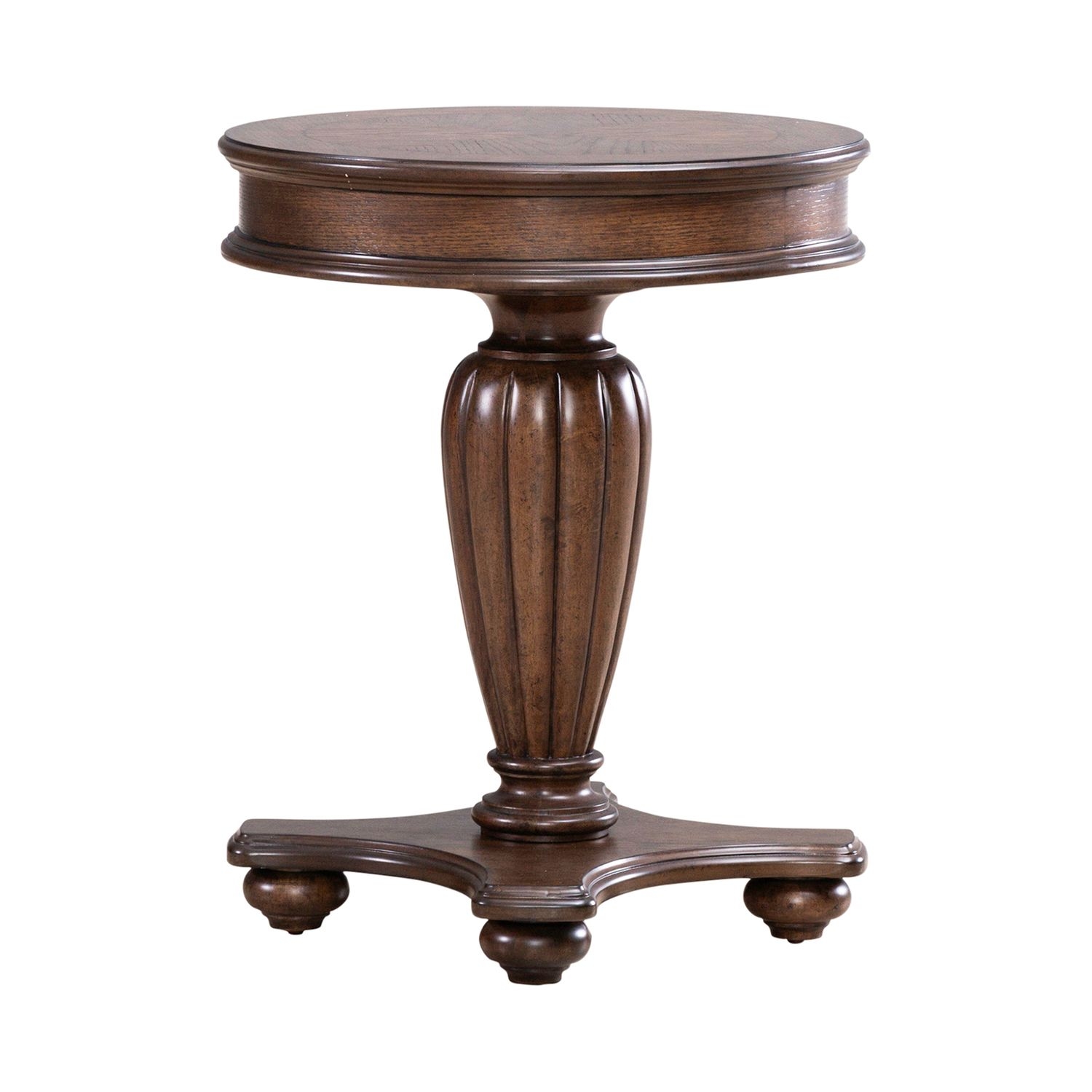 20" Round End Table with Reeded Pedestal