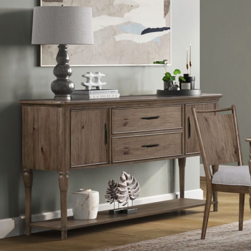 Transitional Tall-Leg Rounded Sideboard with Felt-Lined Silverware Tray