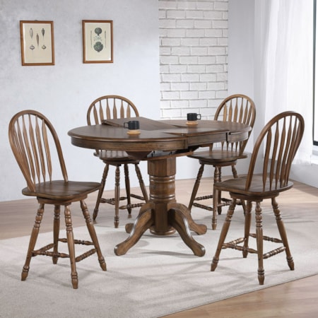 5-pc. Gathering Table Set with Swivel Stools