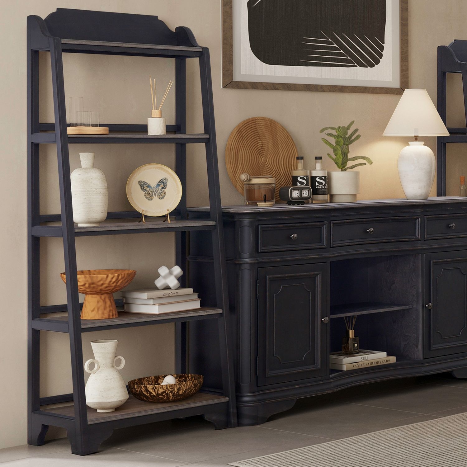 Liberty Furniture Magnolia Manor Leaning Pier Bookcase