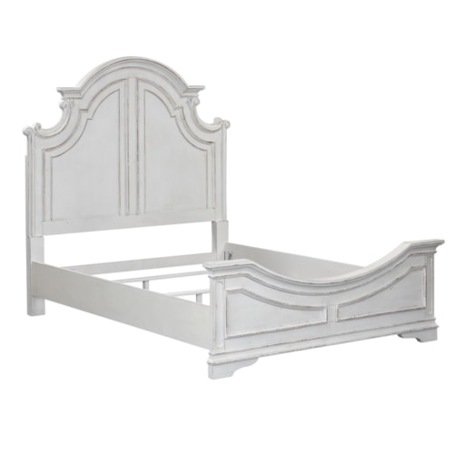 Traditional Queen Arched Panel Bed with Crown Moulding