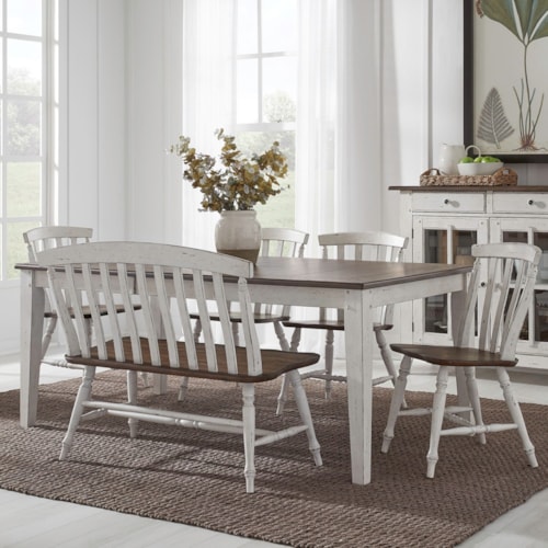 Farmhouse 6-Piece Dinette with Two-Tone Finish