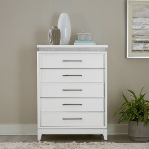 Glam 5-Drawer Bedroom Chest with 3-Way Touch LED Lights