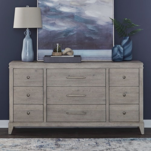Transitional 9-Drawer Dresser with Felt-Lined Top Drawer