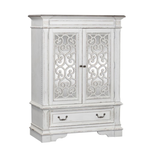 Traditional Double Door Chest with Antique Mirrored Panels