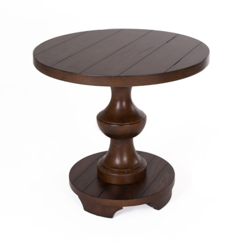 Traditional Round End Table with Turned Pedestal