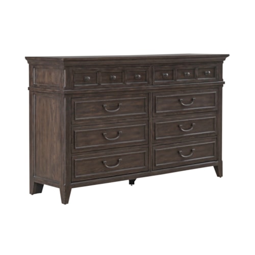 Traditional 8-Drawer Dresser with Felt-Lined Top Drawers