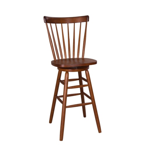 Transitional 30" Swivel Barstool with Spindle Back