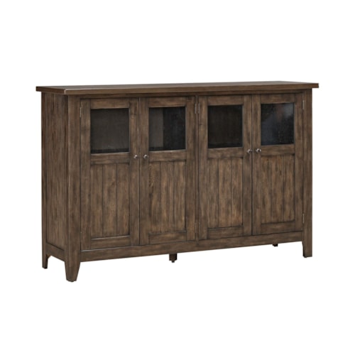 Rustic 4-Door Buffet with Glass Panel Insert