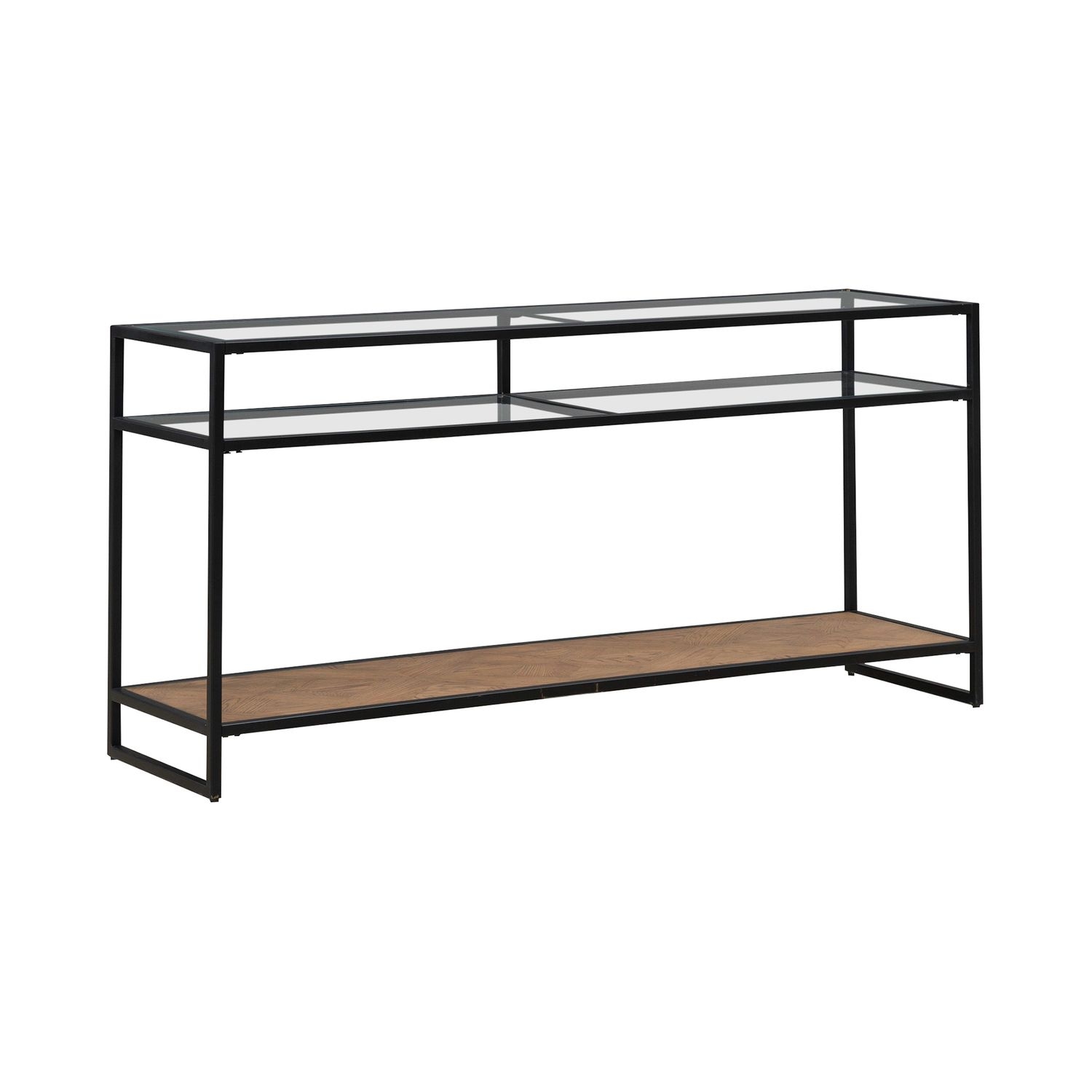 Industrial Sofa Table with Floating Shelves