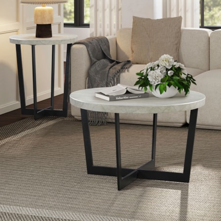 3-pc. Faux Travertine-Top Occasional Set