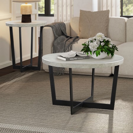 3-pc. Faux Travertine-Top Occasional Set