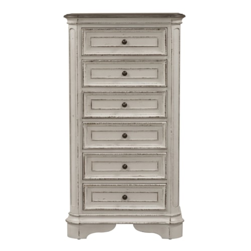 Farmhouse 5-Drawer Lingerie Chest with Felt-Lined Top Drawer