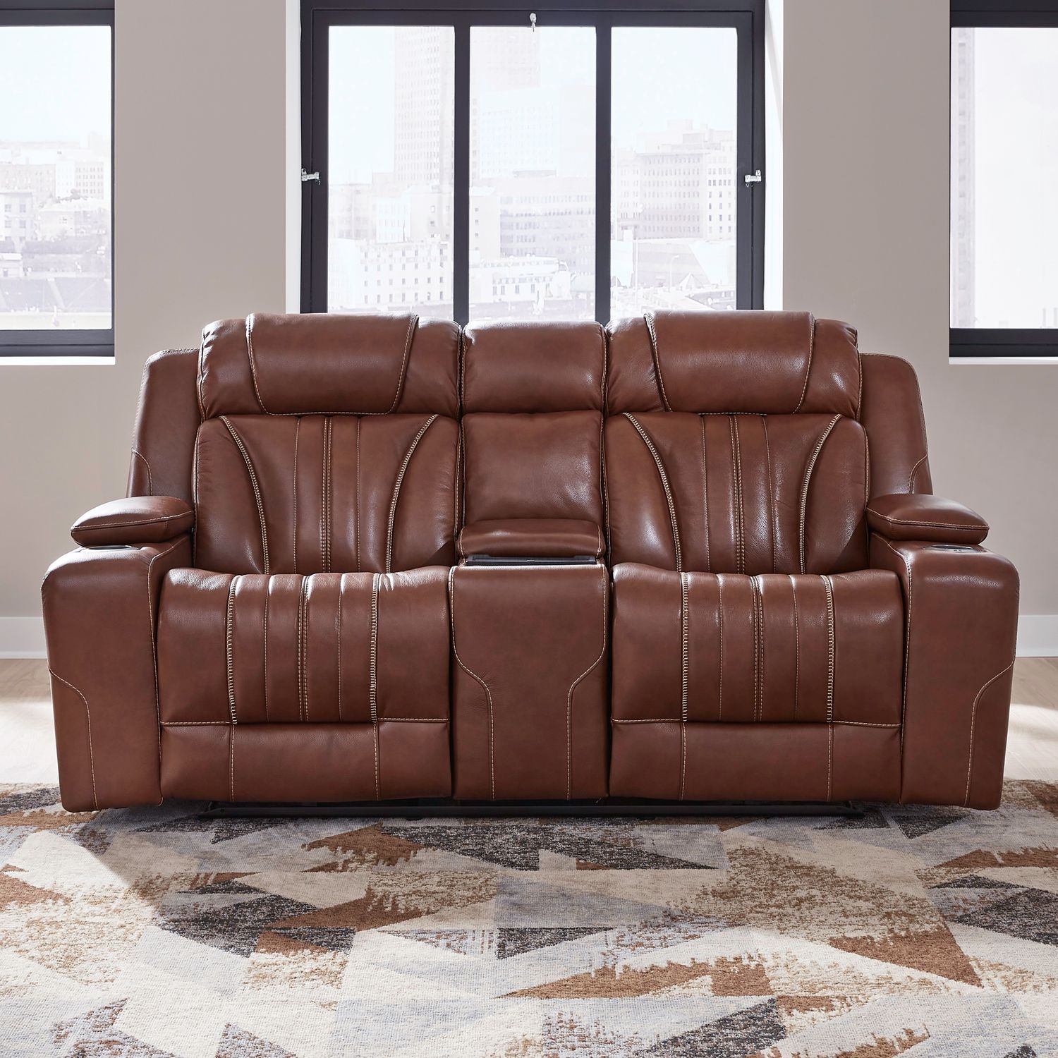 Liberty Furniture Caswell Pwr Reclining Console Loveseat w/BT Speakers