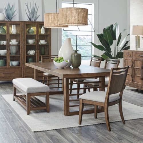 Transitional 6-Piece Double Pedestal Dining Set