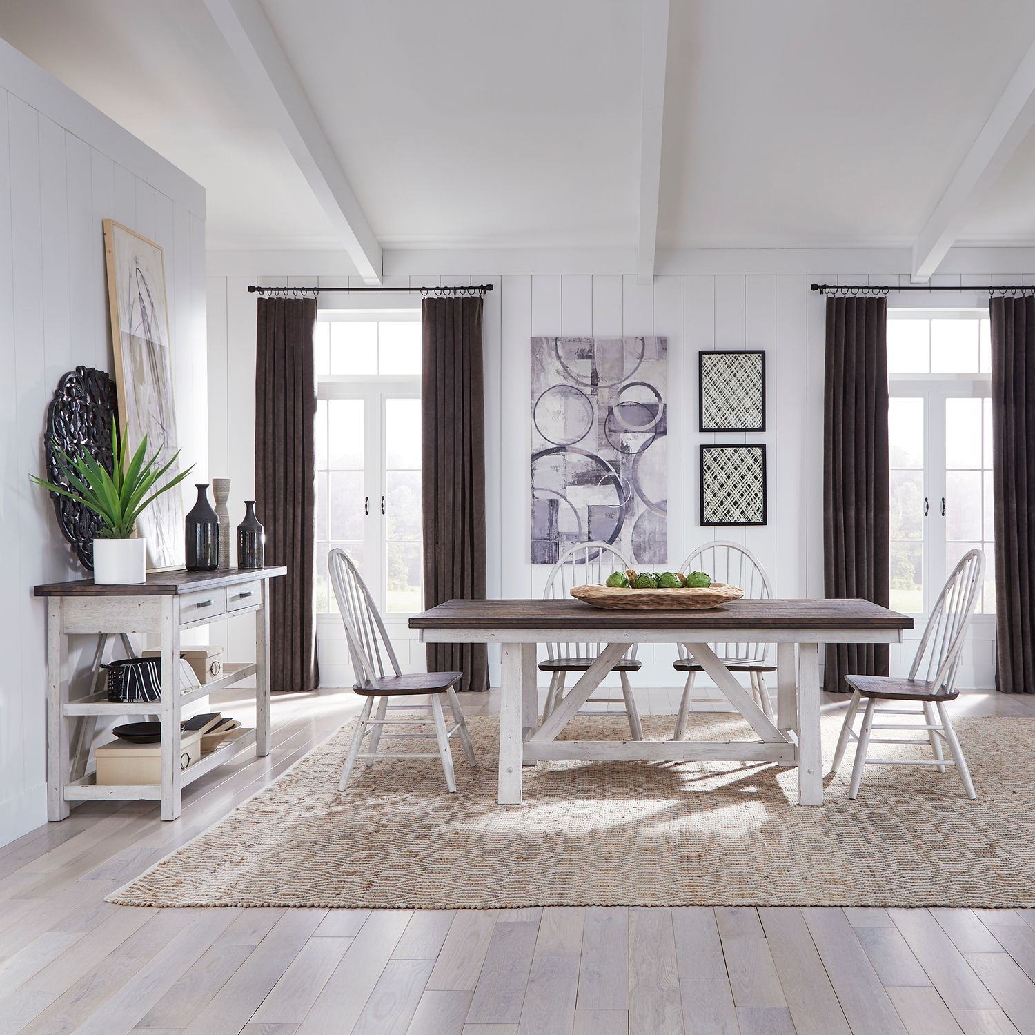 Liberty Furniture Farmhouse 5-Piece Trestle Table Set