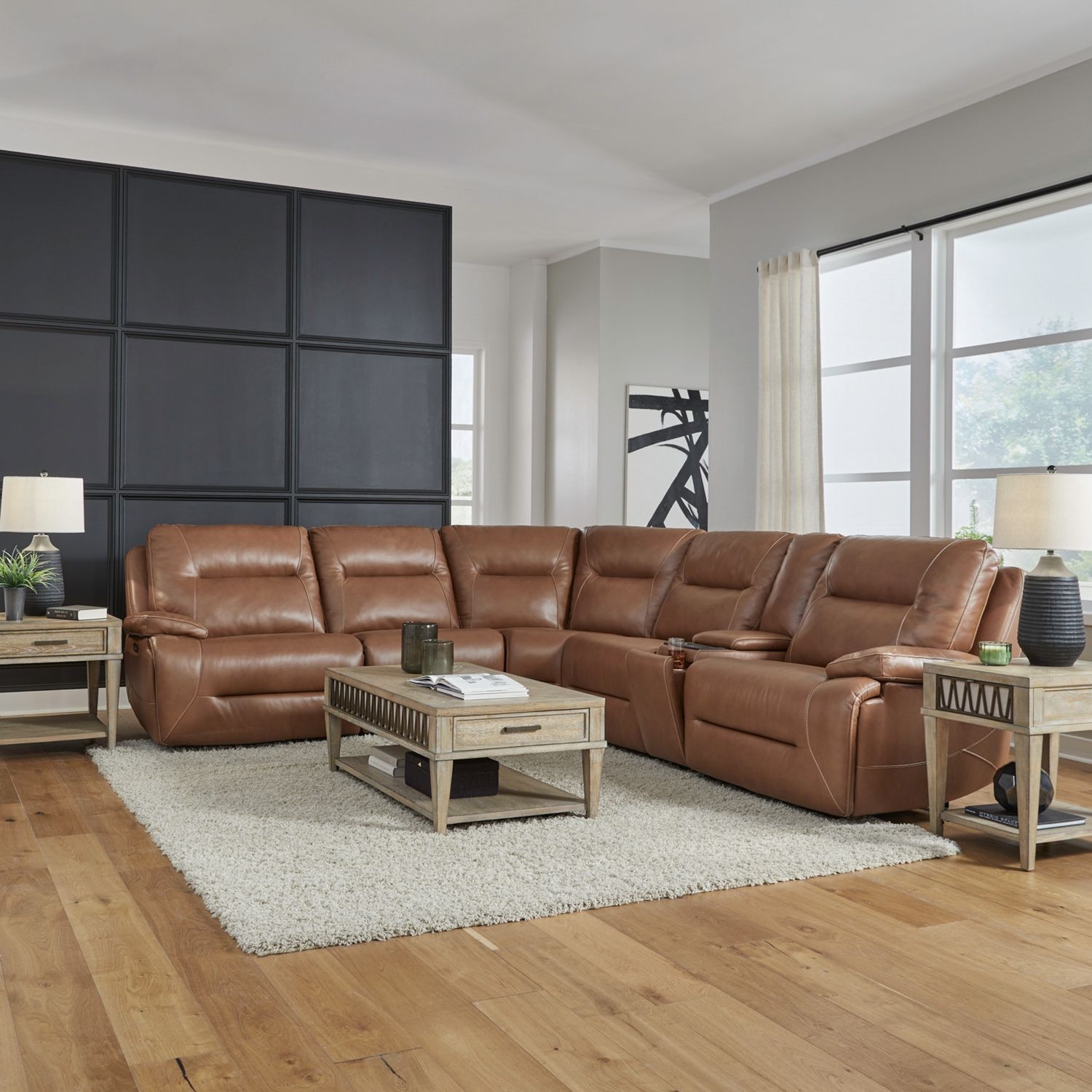6-Piece Leather Power Reclining Sectional