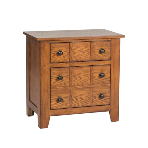 Drawer Night Stand with Wood and Peg Accents
