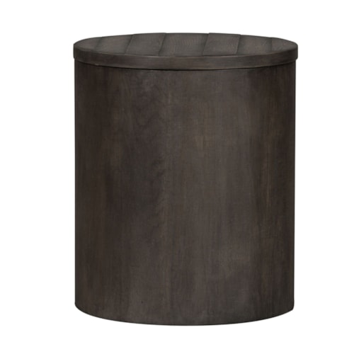Contemporary Round Drum End Table with Internal Storage