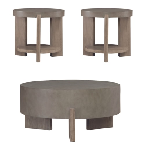Contemporary 3-Piece Faux Concrete Occasional Set