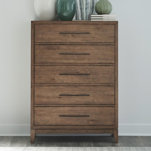 5-Drawer Bedroom Chest with Dark Bronze Pulls