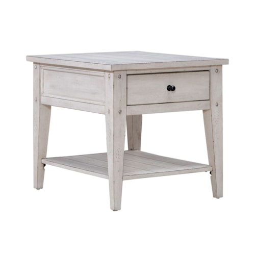 Rustic Single Drawer End Table with Lower Shelf