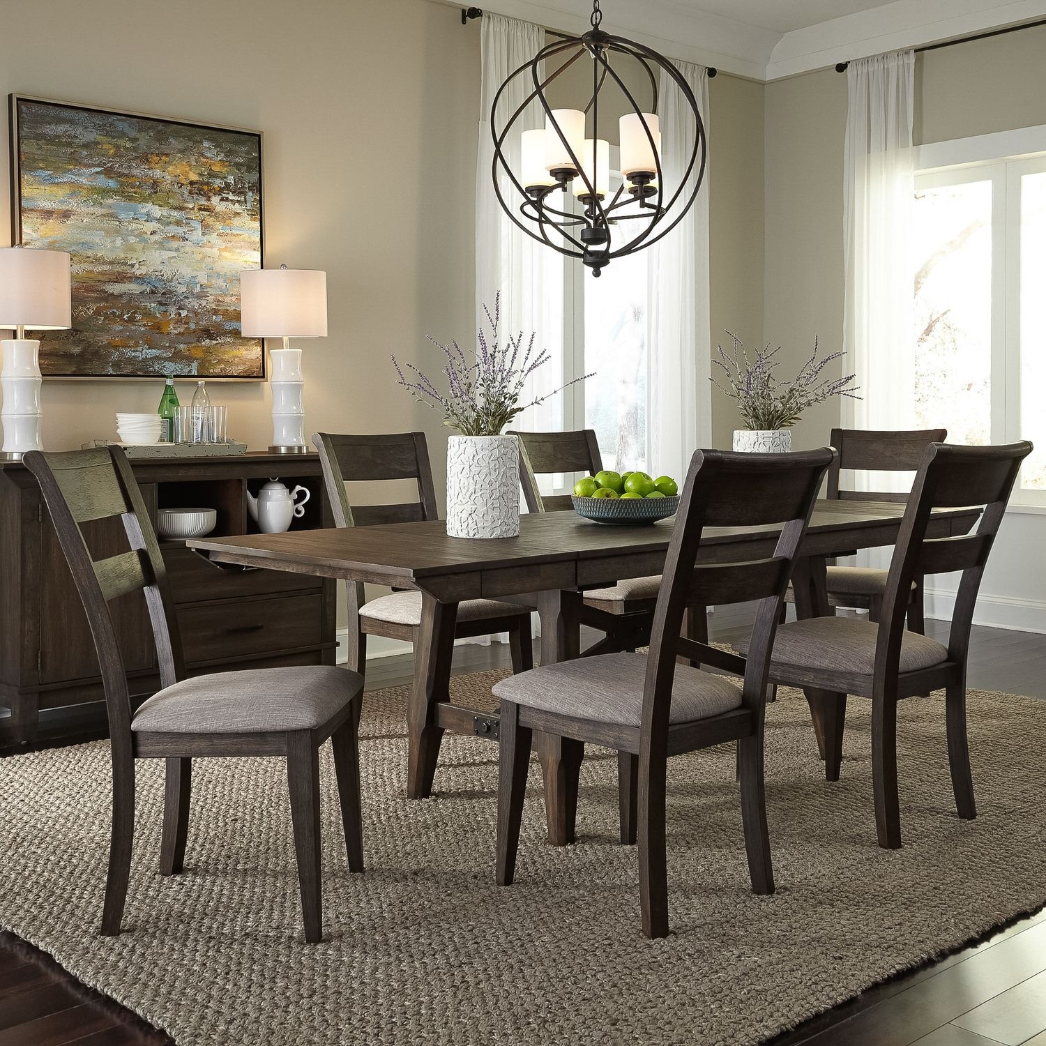 Liberty Furniture Double Bridge 7 Piece Trestle Table Set