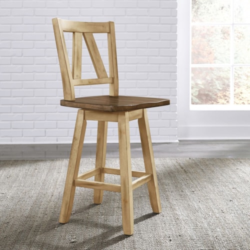 Farmhouse Two-Toned Counter Height Swivel Chair