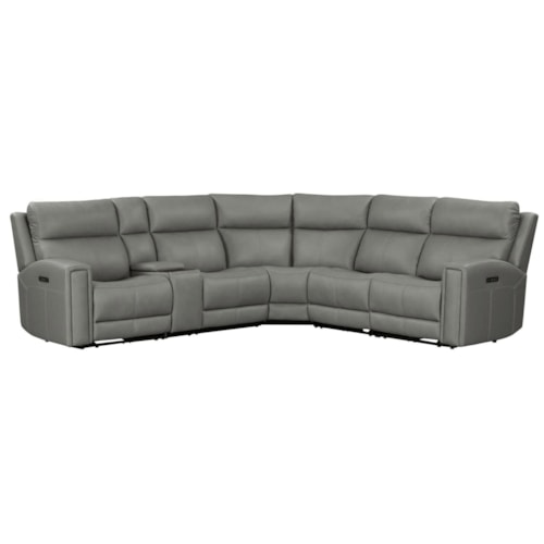 Transitional 6-Piece Power Reclining Sectional with Wireless Charging