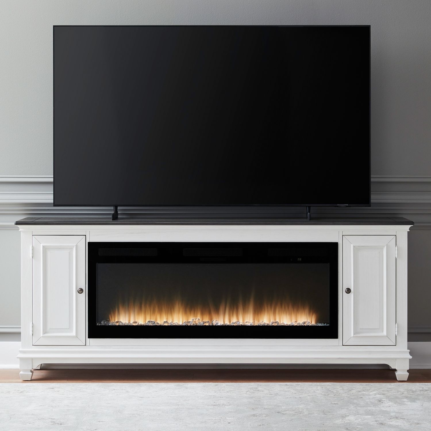 Liberty Furniture Fireplace TV Consoles 417 80 Inch Console with Fire FTS