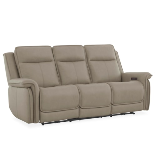 Transitional Power Reclining Sofa with Power Headrest and Lumbar