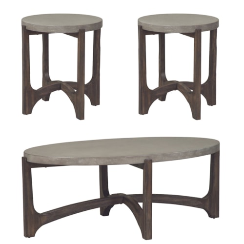 Contemporary 3-Piece Occasional Table Group with Oval Table