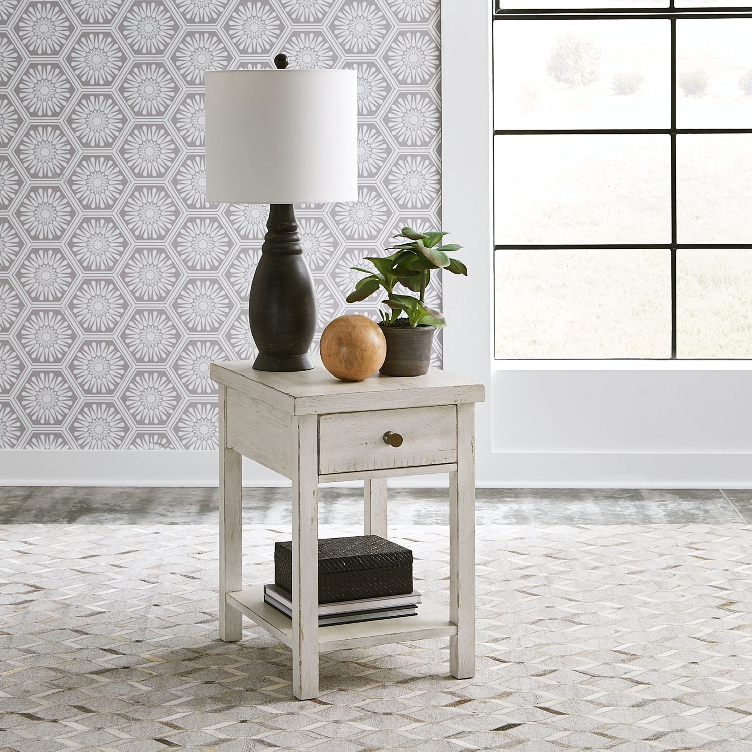 Liberty Furniture Modern Farmhouse Drawer Chair Side Table