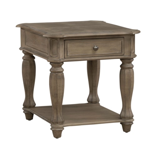 Traditional End Table with Storage Drawer
