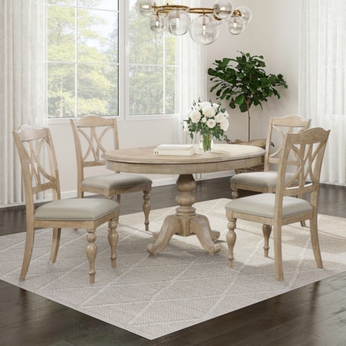 Cottage 5-Piece Dining Set with Pedestal Table