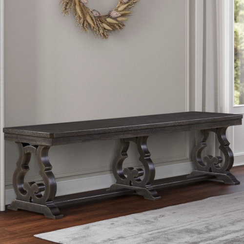 Transitional Dining Bench with Trestle