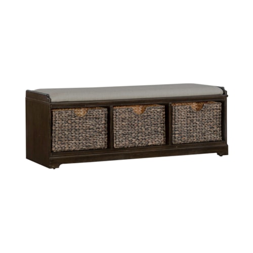 Transitional Wall Bench with Upholstered Seat