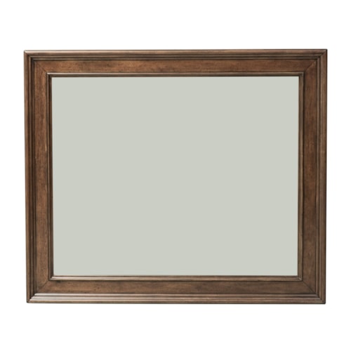 Transitional Beveled Landscape Mirror with Wood Frame