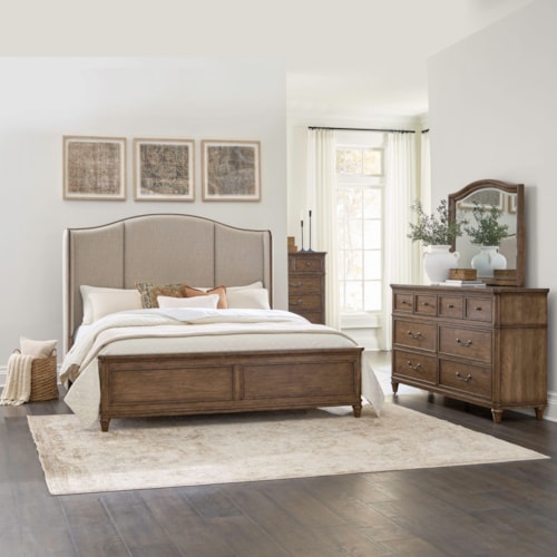 King Shelter Bed, Dresser and Mirror, Chest
