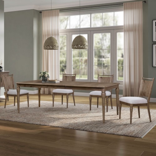 Transitional 5-pc. Rectangular Extension Dining Set with Panel-Back Side Chairs