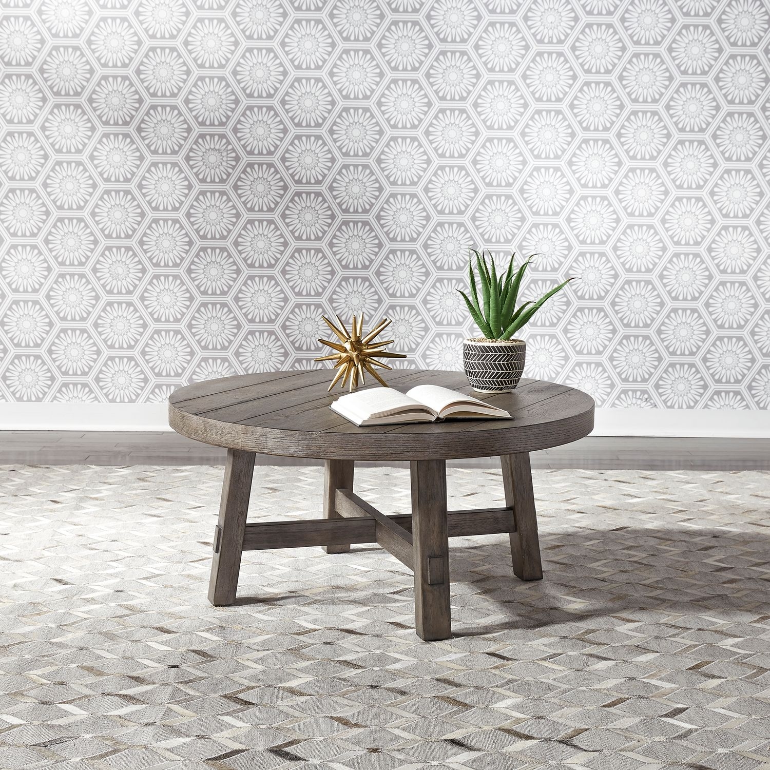 Liberty Furniture Modern Farmhouse Splay Leg Round Cocktail Table