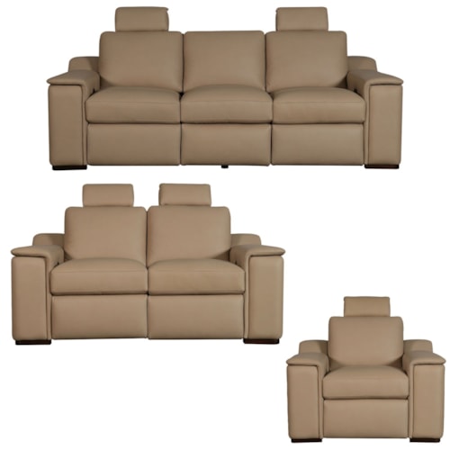 Contemporary 3-Piece Living Room Set with Storage Arms